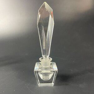 Vintage Hand Cut Crystal Beveled Stopper Minimalist Geometric Perfume Bottle